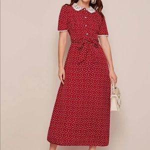 Belted peter pan collar dress